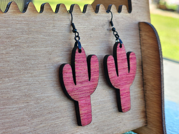 Cactus Earrings - Bright Pink -  Ready to Ship