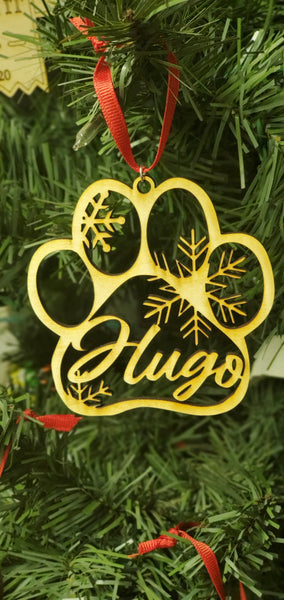 Snowflake Pet Paw Print Personalized Ornament