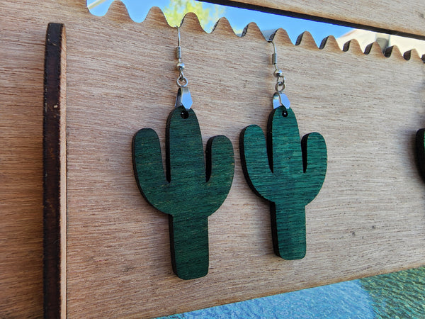 Cactus Earrings - Dark Green -Ready to Ship