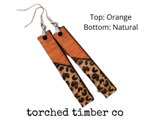 Rectangle Dangles - Half Leopard Colored at Top