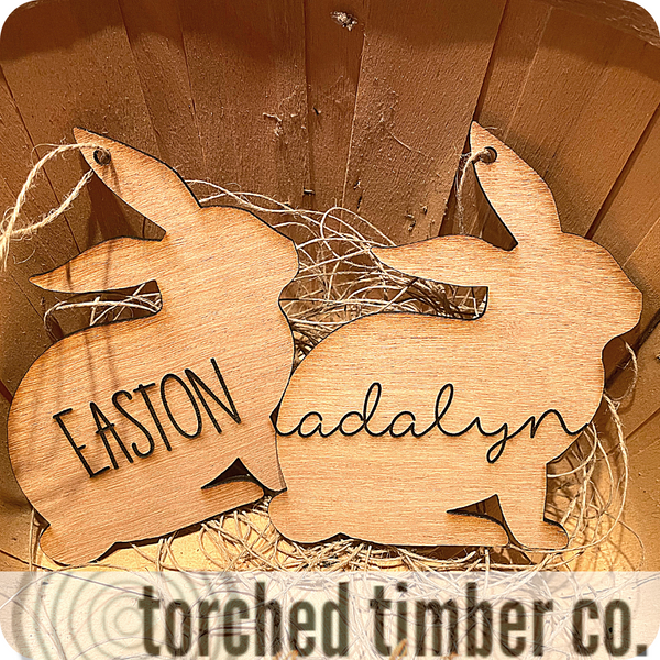 Bunny Tags - Personalized - Wood Cut